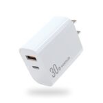 NORTHJO NOPD3002 USB-C / Type-C PD 30W + QC3.0 Caricabatterie da muro rapido USB a doppia porta con spina USA (bianco)