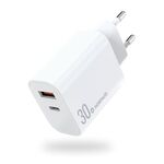 NORTHJO NOPD3002 USB-C / Type-C PD 30W + QC3.0 Caricabatterie da muro rapido con doppia porta USB, spina UE (bianco)