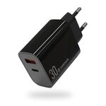 NORTHJO NOPD3002 USB-C / Type-C PD 30W + QC3.0 Caricabatterie da muro rapido con doppia porta USB, spina UE (nero)