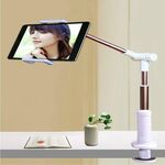 Supporto per telefono pieghevole a braccio lungo con rotazione a 360 gradi per tablet e telefono da 4-14 pollici (oro rosa)