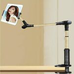 Supporto per telefono pieghevole a braccio lungo con rotazione a 360 gradi per tablet e telefono da 4-14 pollici (oro nero)