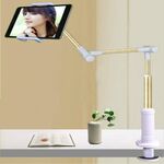 Supporto per telefono pieghevole a braccio lungo con rotazione a 360 gradi per tablet e telefono da 4-14 pollici (oro)