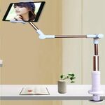 Supporto per telefono pieghevole a braccio lungo con rotazione a 360 gradi per tablet e telefono da 4-14 pollici (oro rosa)