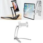 Porta in lega di alluminio del desktop del tablet del telefono cellulare multifunzionale con la base del muro (grigio argento)