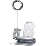 OATSBASF 5 in 1 Staffa di stoccaggio auricolare multifunzione Staffa di ricarica wireless Bracket (Argento)