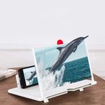 Lente d'ingrandimento per schermo del telefono cellulare estraibile Supporto per cellulare da tavolo per video 3D, dimensioni: 10 pollici (bianco)