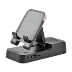 Stand desktop multifunzione per telefono cellulare e tablet con altoparlante Bluetooth (nero)