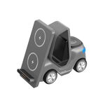 Caricabatterie wireless da tavolo T20S 3 in 1 da 15 W a forma di carrello elevatore con luce LED per atmosfera (grigio)