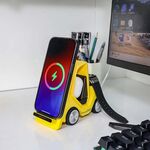 Caricabatterie wireless da tavolo T20S 3 in 1 da 15 W a forma di carrello elevatore con luce LED per atmosfera (giallo)