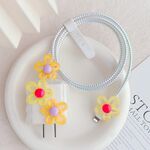 Per Apple 18W/20W Flower Shape Charger Custodia protettiva Cavo dati Biter (giallo e verde)