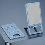 029 Supporto per telefono pieghevole portatile in lega di alluminio da tavolo (blu)