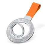 Porta fibbia ad anello magnetico glitterato (rosa argento + arancione)