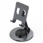 019 Supporto per tablet per telefono desktop con rotazione a 360 gradi in lega di alluminio (nero)