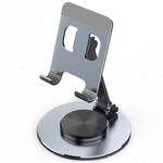 019 Supporto per tablet per telefono desktop con rotazione a 360 gradi in lega di alluminio (grigio)