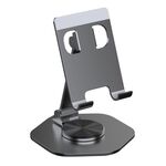 YY-020 Staffa per telefono tablet pieghevole in lega di alluminio con rotazione di 360 gradi (grigio)