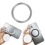 Adesivo posteriore con anello magnetico per caricabatterie wireless con aspirazione magnetica per auto, colore: argento
