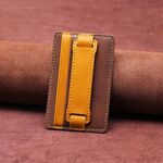 2 pezzi Pelle di cuoio Scheda telefonica Sleeve Back Sticker Poll Portaintrollo (Brown)