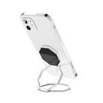 Staffa per telefono pieghevole per tablet desktop per auto con ventosa magnetica rotante in metallo con fibbia ad anello (argento)