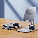 Supporto da tavolo per tablet portatile per telefono cellulare, colore: tutto metallo argento
