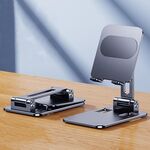 Supporto da tavolo per tablet portatile per cellulare, colore: grigio metallizzato