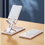 028 Supporto per telefono pieghevole portatile in lega di alluminio (oro rosa)