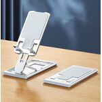 028 Supporto live per telefono pieghevole portatile in lega di alluminio (argento)
