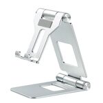 Supporto pigro per tablet da tavolo con doppio supporto per telefono cellulare pieghevole Z10A in lega di alluminio (argento)