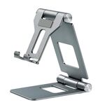 Z10A Supporto pigro per tablet da tavolo con doppio supporto per telefono cellulare pieghevole in lega di alluminio (grigio)