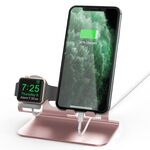 AhaStyle ST04 Base di ricarica in lega di alluminio, per smartphone da 4-8 pollici e serie Apple Watch (oro rosa)