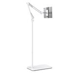 Supporto da pavimento a sbalzo con staffa di sollevamento per comodino per trasmissione in diretta per tablet da 155 cm (bianco)