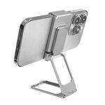 Clip posteriore Doppio anello Supporto per telefono pieghevole in metallo magnetico Supporto per telefono ad anello pigro da tavolo (argento)