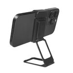 Clip posteriore Doppio anello Supporto per telefono pieghevole in metallo magnetico Supporto per telefono ad anello pigro da tavolo (nero)