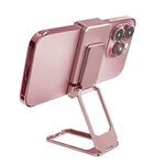 Clip posteriore Doppio anello Supporto per telefono pieghevole in metallo magnetico Supporto per telefono ad anello pigro da tavolo (oro rosa)