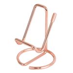 Porta biglietti da visita da ufficio stabile in ferro battuto da tavolo, tablet, telefono, supporto pigro (oro rosa)