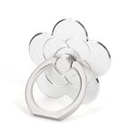 Supporto per telefono da tavolo girevole con supporto per anello da dito in metallo, colore: argento con ossidazione del fiore a 5 foglie
