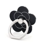Supporto per telefono da tavolo girevole con supporto per anello da dito in metallo, colore: nero con ossidazione del fiore a 5 foglie