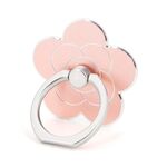 Supporto per telefono cellulare da tavolo girevole con anello per dito in metallo, colore: ossidazione fiore a 5 foglie rosa dorato