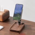 Supporto per tablet pieghevole e sollevabile da tavolo per telefono cellulare in noce con base a vassoio