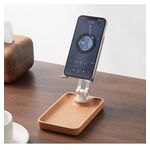 Supporto per telefono cellulare da tavolo in legno di faggio, supporto per tablet pieghevole con base a vassoio