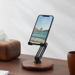 Supporto per tablet pieghevole con supporto per cellulare in noce girevole a 360 gradi