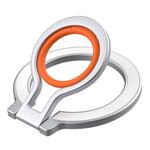 Supporto magnetico per telefono cellulare in lega di zinco con anello di protezione in silicone (argento + arancione)