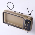 Supporto per cellulare da tavolo per TV retrò con lettore altoparlante Bluetooth (marrone)