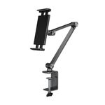 Supporto per telefono cellulare, supporto universale pieghevole da scrivania per streaming live, per telefono/tablet (grigio scuro)
