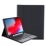 YT098B-A STAMPABILE CANTA CARMY COLORE SENT TESTURE TASTANTE TASTANTE TASSEGLIO BUETOOTH Custodia in pelle touch per il controllo per iPad AIR 4 10.9 2020 / AIR 5 10.9 2022 (nero)