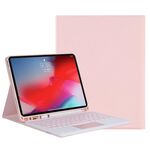 YT11B-A 2021 Struttura della pelle di caramelle staccabile della pelle rotonda Custodia in pelle da tastiera Bluetooth con touch Control & Pen Slot & Stand per iPad Pro 11 (2021) (Rosa)