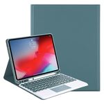 YT11B-A 2021 Struttura della pelle di colore della caramella staccabile della pelle rotonda Custodia in pelle da tastiera Bluetooth con touch Control & Pen Slot & Stand per iPad Pro 11 (2021) (verde scuro)