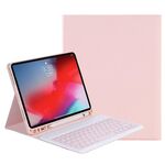 Y-C11B 2021 Struttura della pelle di colore della caramella staccabile della pelle rotonda Custodia in pelle della tastiera Bluetooth con slot della penna e supporto per iPad Pro 11 (2021) (rosa)