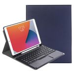 YA11B-A 2021 Struttura agnello rimovibile Texture rotonda Tastiera Bluetooth Custodia in pelle Bluetooth con touch Control & Pen Slot & Stand per iPad Pro 11 (2021) (Blu scuro)