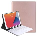 YA11B-A 2021 Struttura agnello staccabile Texture rotonda Tastiera Bluetooth Custodia in pelle Bluetooth con touch Control & Pen Slot & Stand per iPad Pro 11 (2021) (oro rosa)