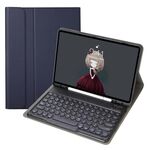 YA11B 2021 Struttura agnello staccabile Texture rotonda Tastiera Bluetooth Bluetooth Custodia in pelle con slot per penna e supporto per iPad Pro 11 (2021) (blu scuro)